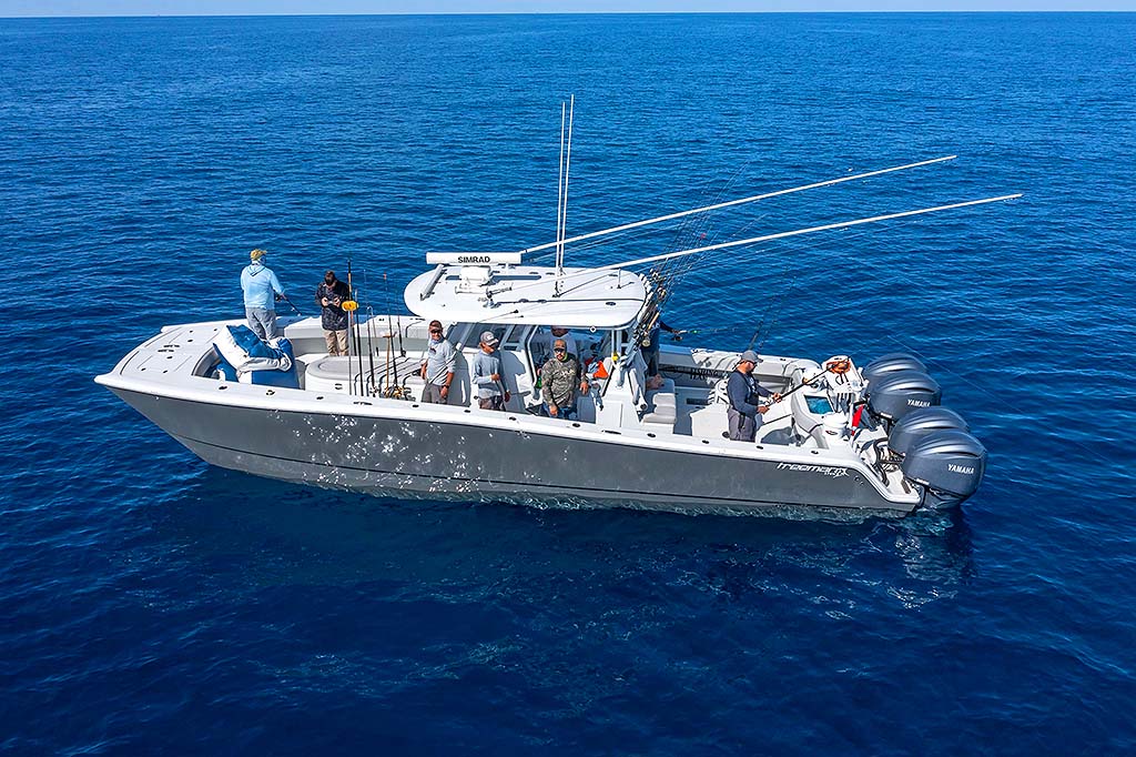 Photorealistic offshore fishing charter experience in Gulf Shores, showing modern boats, expert captains, and abundant fish.